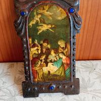 Piccola Antica Icona Adorazione Re Magi Natività 