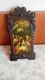 Piccola Antica Icona Adorazione Re Magi Natività 