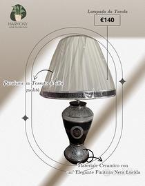 Lampada “Olimpo” Da Tavola In Tessuto e Ceramica