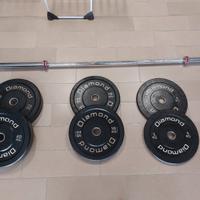 set bilanciere più dischi gommati 70 kg