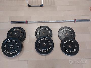 set bilanciere più dischi gommati 70 kg