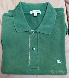 Polo Burberry verde taglia small regolare
