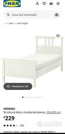 Letto singolo Ikea Hemnes con materasso. 