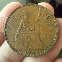 Moneta One Penny 1963 - Regina Elisabetta II