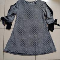 Abito/Tunica grigia con pizzo, fiocchi e tulle 