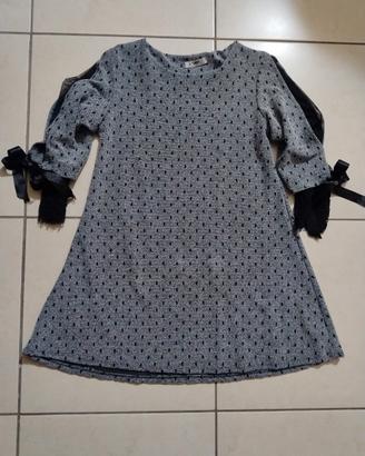 Abito/Tunica grigia con pizzo, fiocchi e tulle 