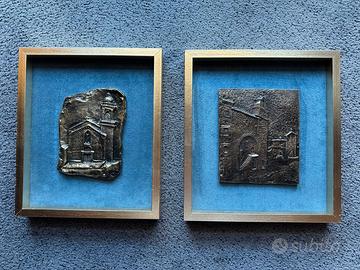 Umbria - Coppia di bassorilievi su metallo