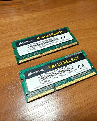 2x RAM Corsair per notebook 4GB DDR3 1600MHz