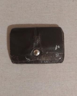 Portafogli portamonete vintage anni '70 pelle nera