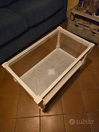 tavolino in vetro e paglia di Vienna 