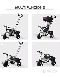 Triciclo Passeggino per Bambini con Maniglione tel