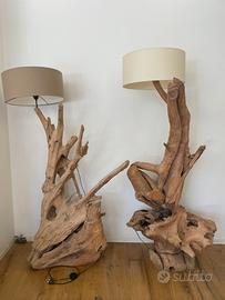 Lampade da terra in radice di teak fatte a mano