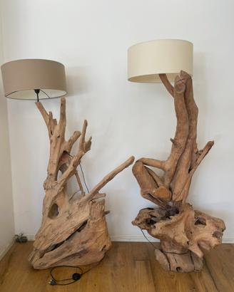 Lampade da terra in radice di teak fatte a mano