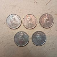Lotto 5 Monete Svizzera - 2 Franchi (Helvetia)