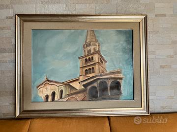 Quadro olio su tela Duomo di Modena Carretti