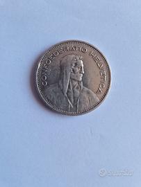 Moneta Svizzera Rara – 5 Franchi 1932 – Argento 83