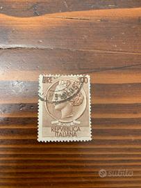 Francobollo repubblica italiana turrita 100 lirr