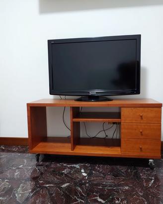 Mobile Porta TV  in Legno con Cassetti e Ruote