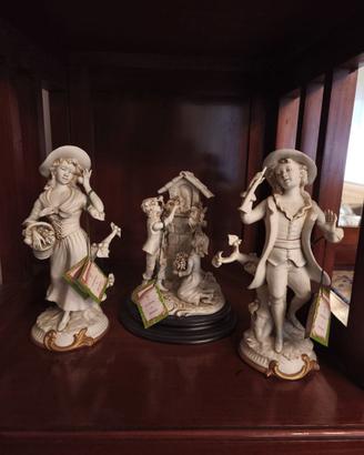 3 Statuine Porcellana Bisquit Capodimonte "Ester"