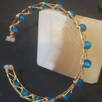 bracciale artigianale fascia agata blu 6 mm 