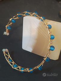 bracciale artigianale fascia agata blu 6 mm 