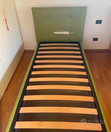 Letto singolo con rete e contenitore 