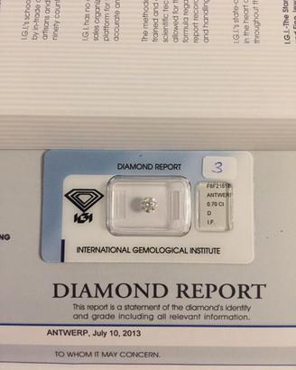 DIAMANTI NATURALI CERTIFICATI IGI 0.70 ct 0.72 ct