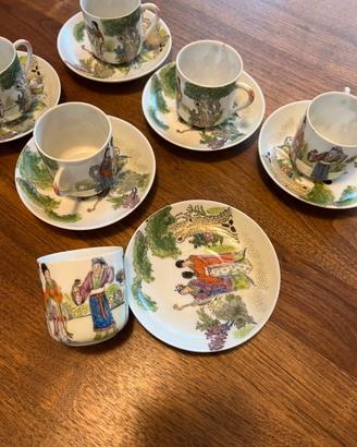 Set di 6 tazze da caffè cinese con piattini
