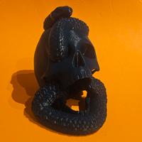 Scultura 3D Mangiamorte teschio serpente