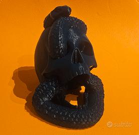 Scultura 3D Mangiamorte teschio serpente