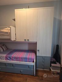 Cameretta con due letti armadio e terzo letto