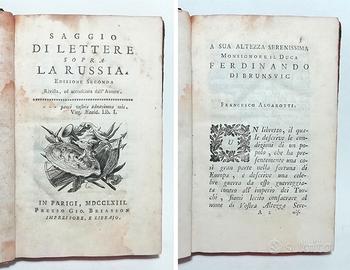 SAGGIO DI LETTERE SOPRA LA RUSSIA - ALGAROTTI 1763