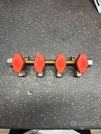 collettore rampa gas 4 vie in ottone con rubinetti