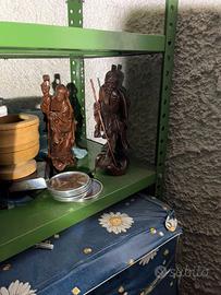 Coppia statue anntiche in legno intagliato metà900