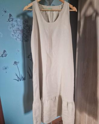 Abito Lungo in Lino Benetton Beige / Sabbia TG L
