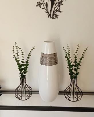 vaso Edelweiss in ceramica con dettagli argentati