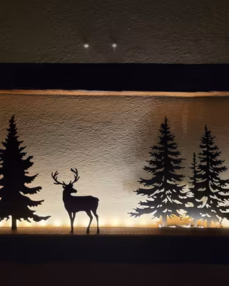 Quadro 75x45 cm Cervo e Abeti Corten+ Nero | Arte