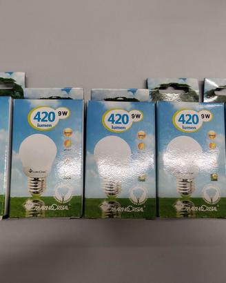 5 LAMPADINE SFERA 9 WATT E27 FLUORESCENTE