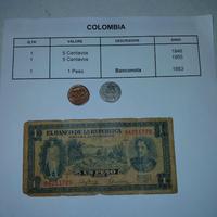 Monete e Banconota Peso Colombia Anni 50/60