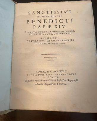 Benedicti Papae XIV Constitutiones Selectae (1749)
