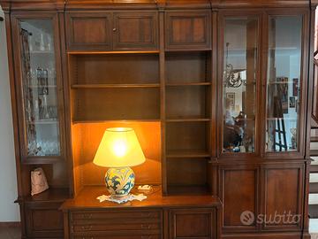 Libreria con vetrinetta il legno massello pregiato