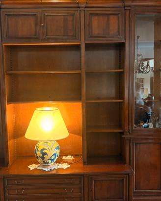 Libreria con vetrinetta il legno massello pregiato