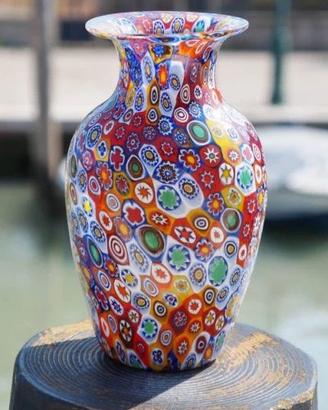 VASO VETRO MURANO CON MURRINA MILLEFIORI