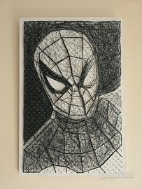 Quadro string art spider-man tavola in legno 40x60