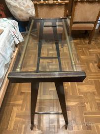 PORTA TV VINTAGE CON RIPIANI IN VETRO