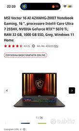 MSI Vector 16 AI 5070TI (12GB)