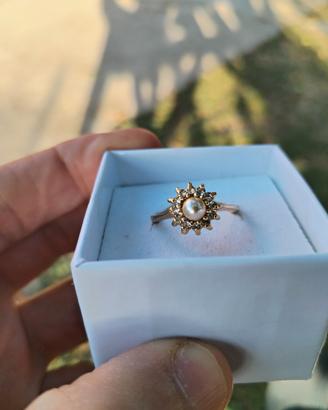 Anello  con perla centrale - Misura 17.93 mm