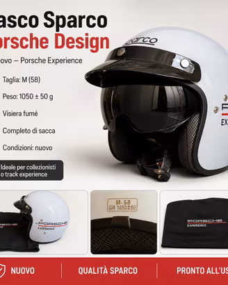 Casco Sparco Porsche nuovo taglia M 58