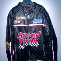 Giacca Moto Racing similpelle stile vintage