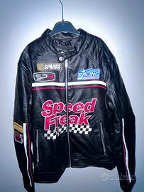 Giacca Moto Racing similpelle stile vintage